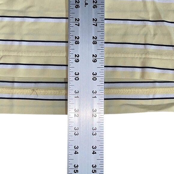 Footjoy FJ Mens Golf Polo Shirt Size Medium Yellow Stripe Short Sleeve Stretch - Picture 9 of 13